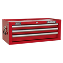 Mid-Box 3 Drawer with Ball Bearing Slides - Red | Pipe Manufacturers Ltd..