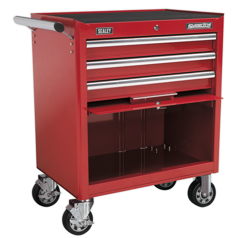 Rollcab 3 Drawer with Ball Bearing Slides - Red | Pipe Manufacturers Ltd..