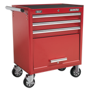 Rollcab 3 Drawer with Ball Bearing Slides - Red | Pipe Manufacturers Ltd..