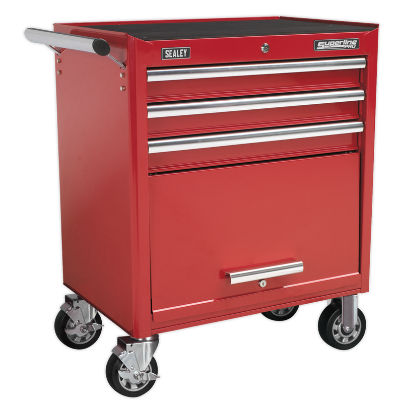 Rollcab 3 Drawer with Ball Bearing Slides - Red | Pipe Manufacturers Ltd..
