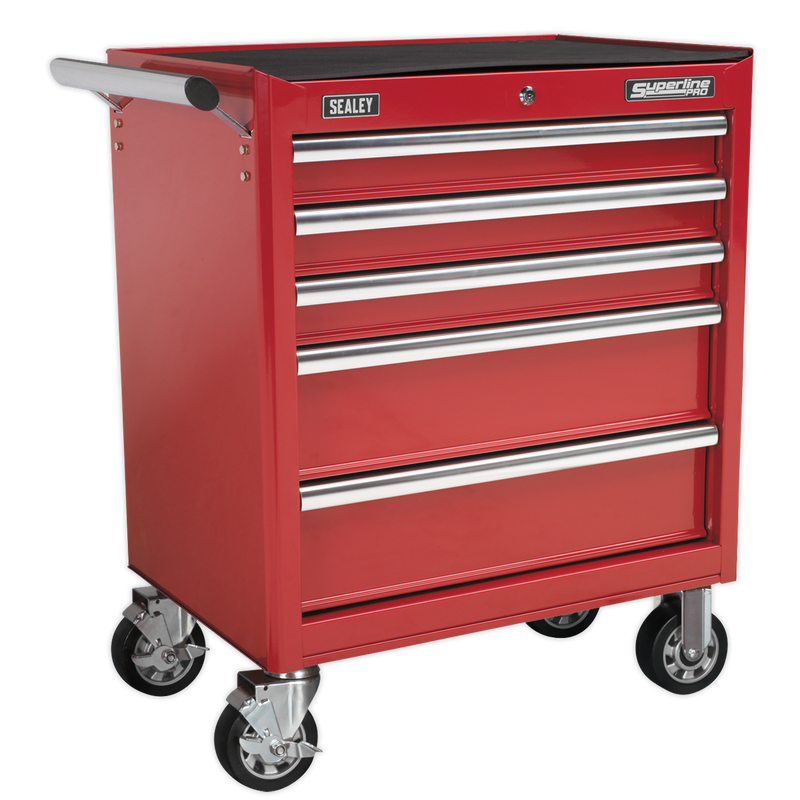 Rollcab 5 Drawer with Ball Bearing Slides - Red | Pipe Manufacturers Ltd..