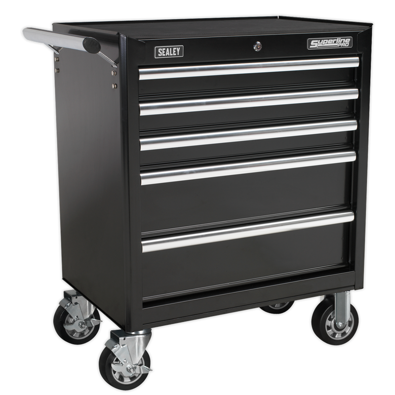 Rollcab 5 Drawer with Ball Bearing Slides - Black | Pipe Manufacturers Ltd..