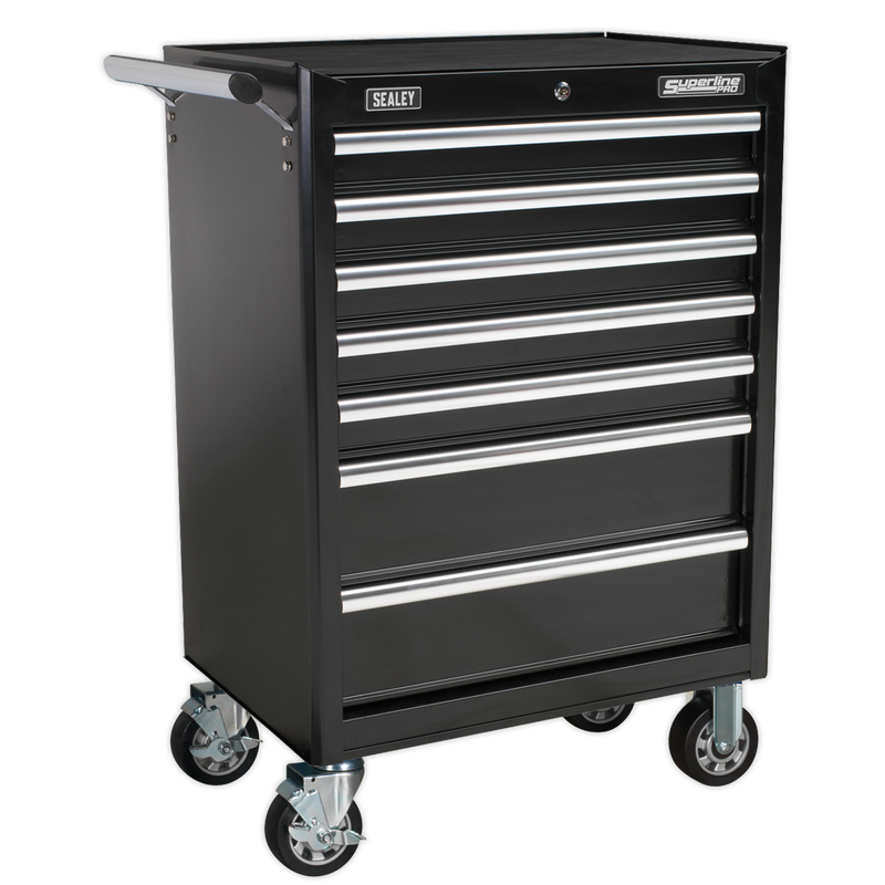 Rollcab 7 Drawer with Ball Bearing Slides - Black | Pipe Manufacturers Ltd..