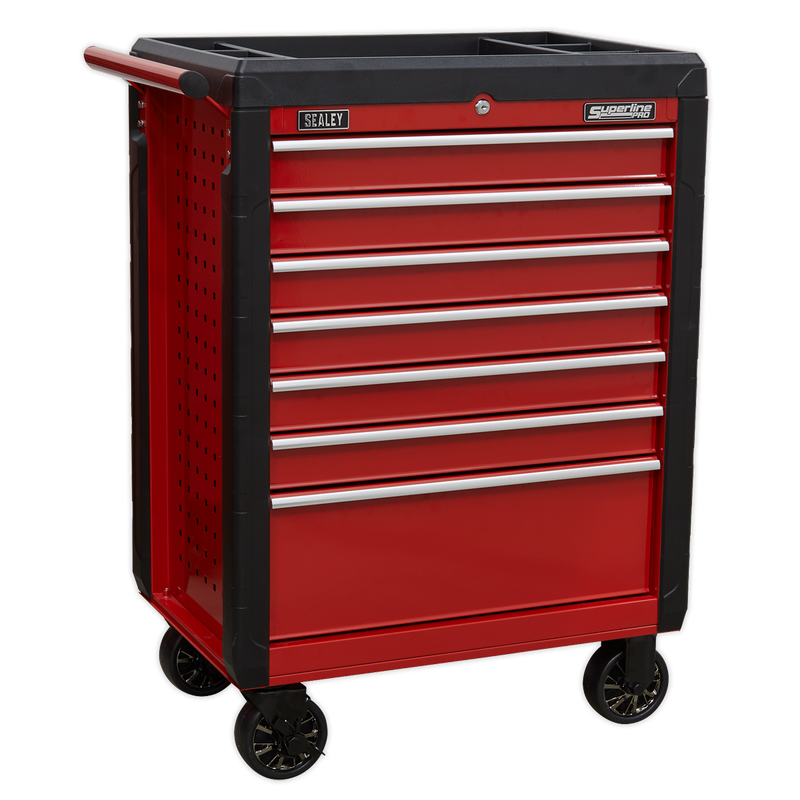 Rollcab 7 Drawer with Ball Bearing Slides - Red | Pipe Manufacturers Ltd..