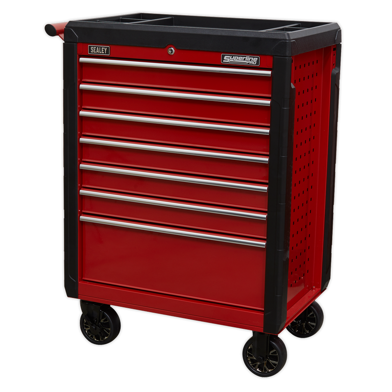 Rollcab 7 Drawer with Ball Bearing Slides - Red | Pipe Manufacturers Ltd..