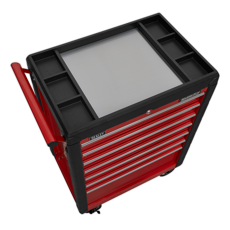 Rollcab 7 Drawer with Ball Bearing Slides - Red | Pipe Manufacturers Ltd..