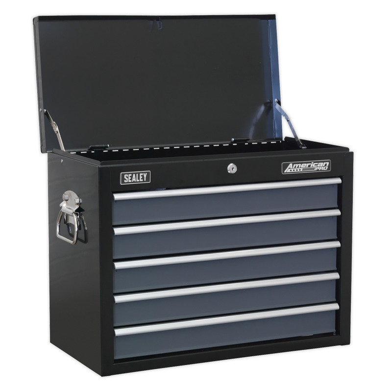 Topchest 5 Drawer with Ball Bearing Slides - Black/Grey | Pipe Manufacturers Ltd..