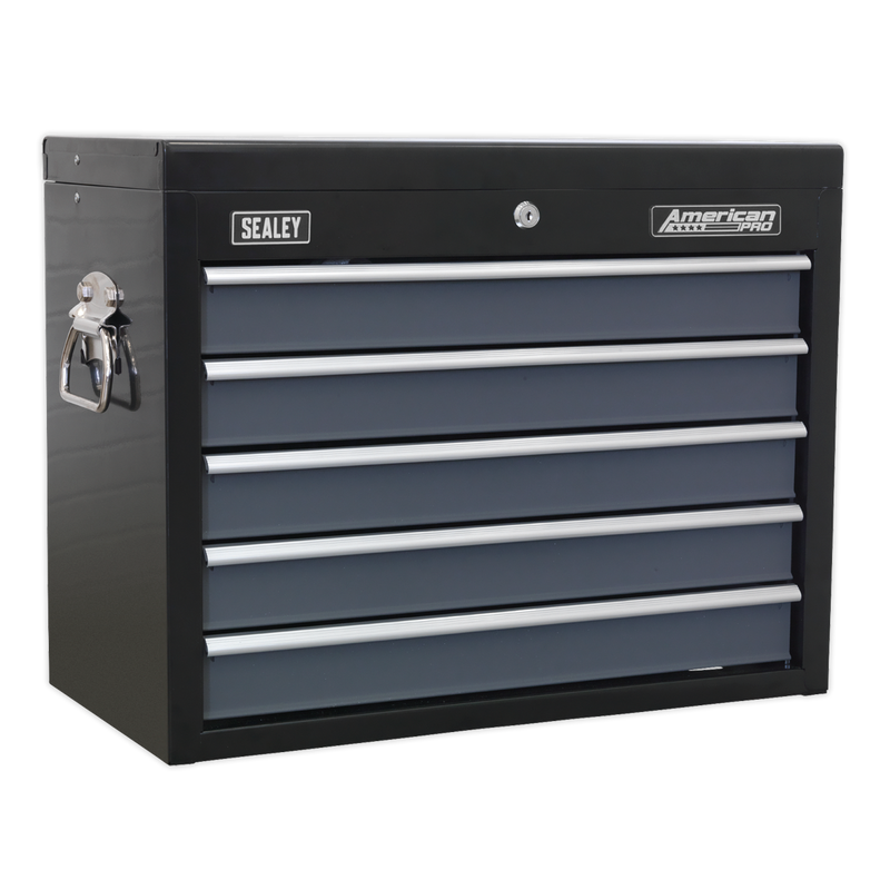 Topchest 5 Drawer with Ball Bearing Slides - Black/Grey | Pipe Manufacturers Ltd..