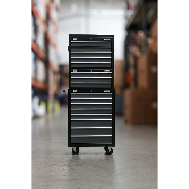 Tool Chest Combination 16 Drawer with Ball Bearing Slides - Black/Grey | Pipe Manufacturers Ltd..