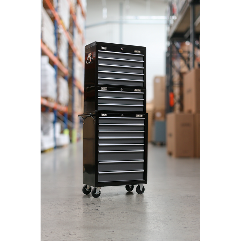 Tool Chest Combination 16 Drawer with Ball Bearing Slides - Black/Grey | Pipe Manufacturers Ltd..