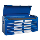 Topchest 4 Drawer Wide Retro Style - Blue with White Stripes | Pipe Manufacturers Ltd..
