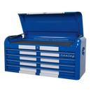 Topchest 4 Drawer Wide Retro Style - Blue with White Stripes | Pipe Manufacturers Ltd..