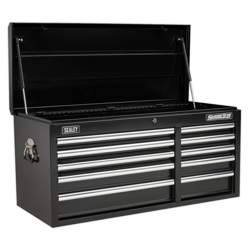 Topchest 10 Drawer with Ball Bearing Slides Heavy-Duty - Black | Pipe Manufacturers Ltd..