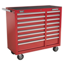 Rollcab 16 Drawer with Ball Bearing Slides Heavy-Duty - Red | Pipe Manufacturers Ltd..