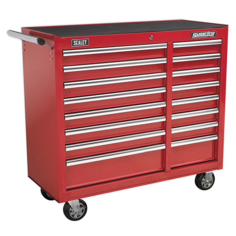 Rollcab 16 Drawer with Ball Bearing Slides Heavy-Duty - Red | Pipe Manufacturers Ltd..