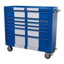 Rollcab 6 Drawer Wide Retro Style - Blue with White Stripes | Pipe Manufacturers Ltd..