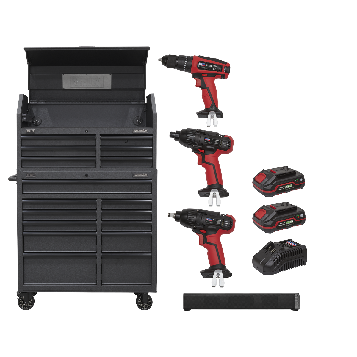 Tool Chest Combo 17 Drawer with Power Bar & 20V Power Tool Kit