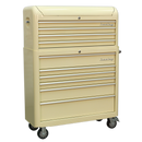 Retro Style Extra Wide Topchest & Rollcab Combination 10 Drawer - Cream | Pipe Manufacturers Ltd..