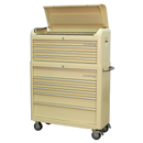 Retro Style Extra Wide Topchest & Rollcab Combination 10 Drawer - Cream | Pipe Manufacturers Ltd..