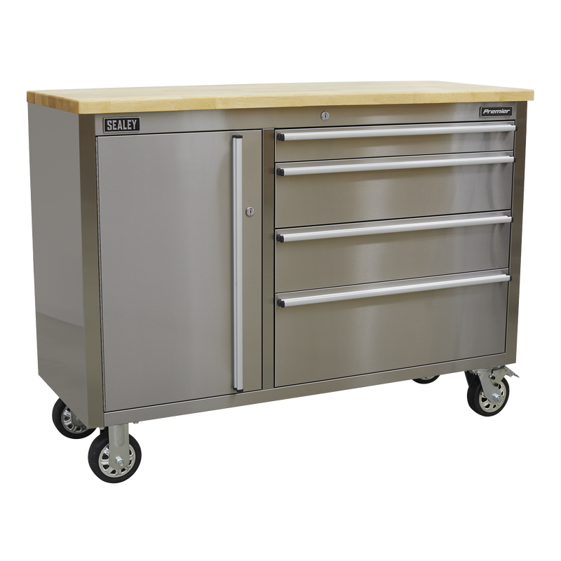 Mobile Stainless Steel Tool Cabinet 4 Drawer | Pipe Manufacturers Ltd..