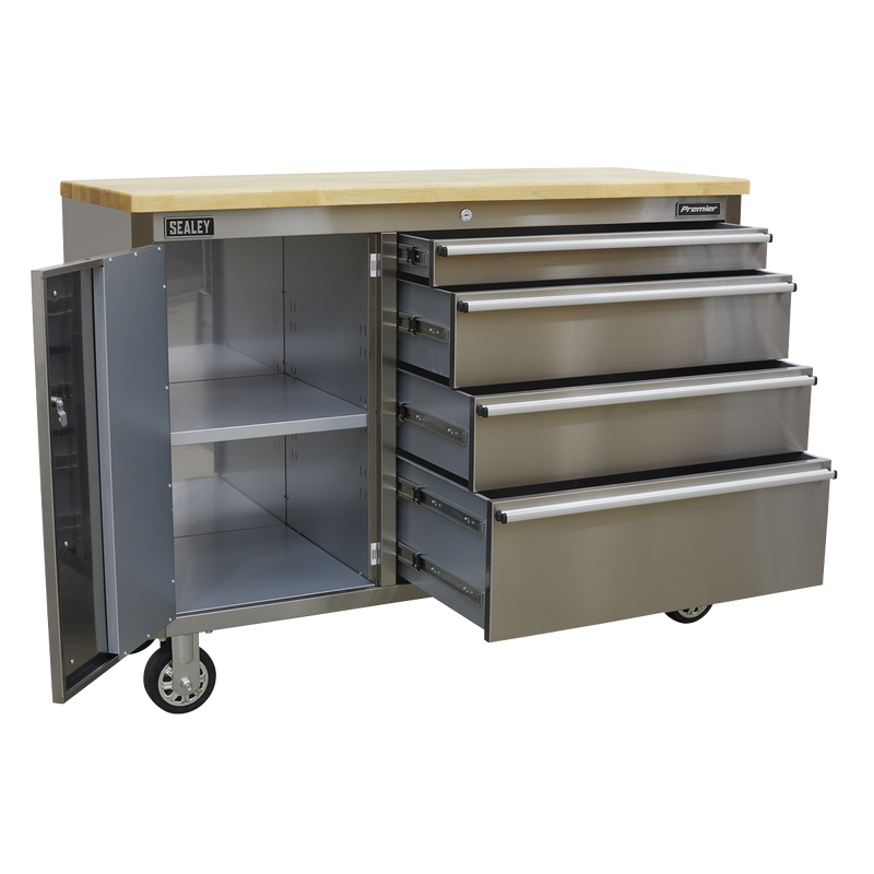Mobile Stainless Steel Tool Cabinet 4 Drawer | Pipe Manufacturers Ltd..
