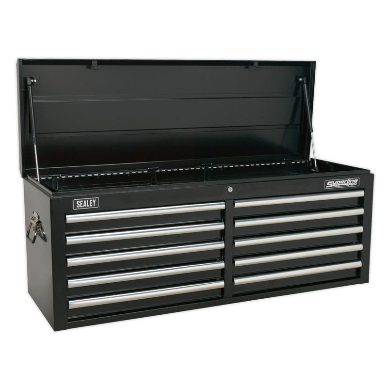 Topchest 10 Drawer with Ball Bearing Slides - Black | Pipe Manufacturers Ltd..