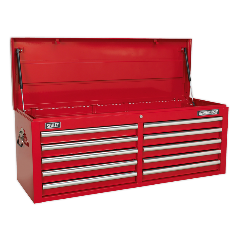 Topchest 10 Drawer with Ball Bearing Slides - Red | Pipe Manufacturers Ltd..