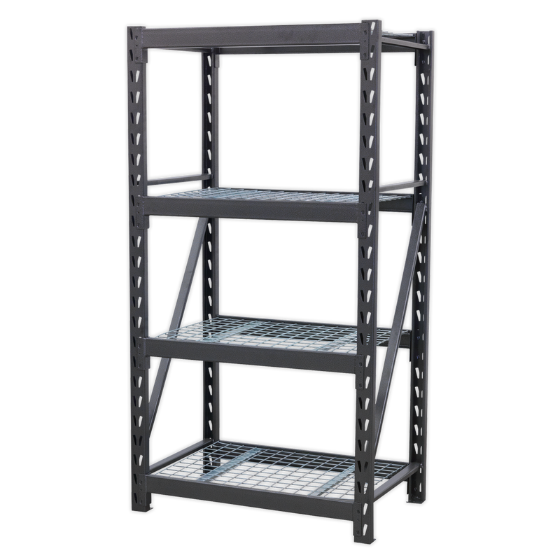 Heavy-Duty Racking Unit with 4 Mesh Shelves 640kg Capacity Per Level 978mm | Pipe Manufacturers Ltd..