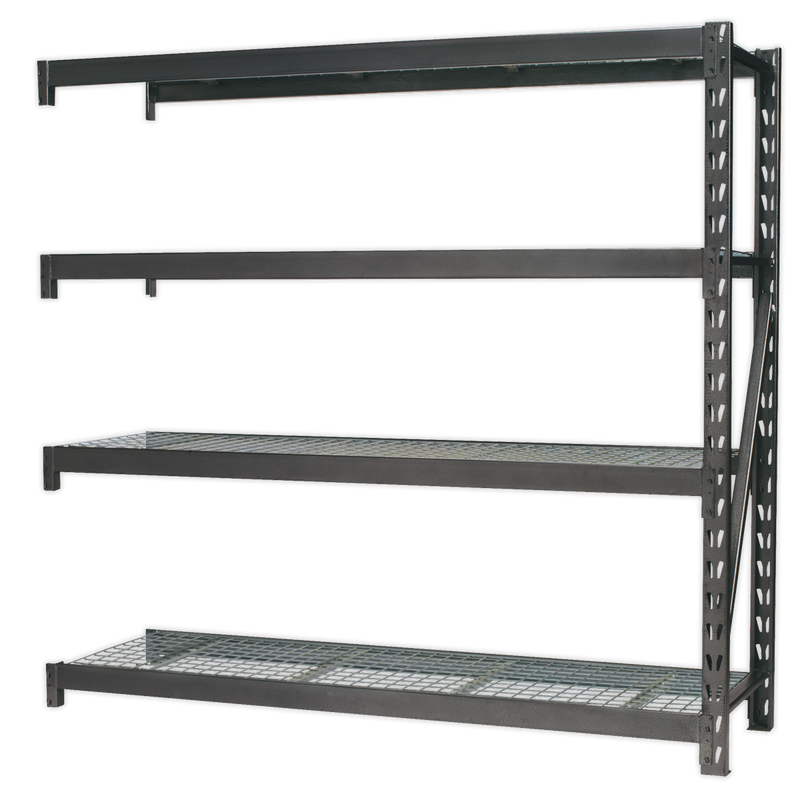 Heavy-Duty Racking Extension Pack with 4 Mesh Shelves 640kg Capacity Per Level | Pipe Manufacturers Ltd..