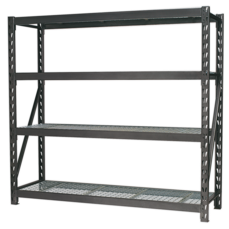 Heavy-Duty Racking Unit with 4 Mesh Shelves 640kg Capacity Per Level 1956mm | Pipe Manufacturers Ltd..