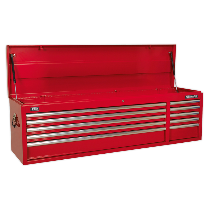 Topchest 10 Drawer with Ball Bearing Slides Heavy-Duty - Red | Pipe Manufacturers Ltd..