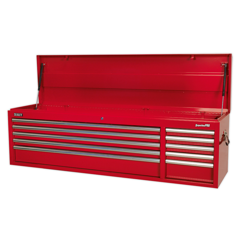 Topchest 10 Drawer with Ball Bearing Slides Heavy-Duty - Red | Pipe Manufacturers Ltd..