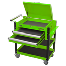 Heavy-Duty Mobile Tool & Parts Trolley 2 Drawers & Lockable Top - Hi-Vis Green | Pipe Manufacturers Ltd..