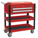 Heavy-Duty Mobile Tool & Parts Trolley 2 Drawers & Lockable Top - Red | Pipe Manufacturers Ltd..