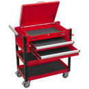 Heavy-Duty Mobile Tool & Parts Trolley 2 Drawers & Lockable Top - Red | Pipe Manufacturers Ltd..