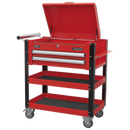 Heavy-Duty Mobile Tool & Parts Trolley 2 Drawers & Lockable Top - Red | Pipe Manufacturers Ltd..