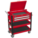 Heavy-Duty Mobile Tool & Parts Trolley 2 Drawers & Lockable Top - Red | Pipe Manufacturers Ltd..
