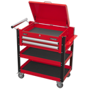 Heavy-Duty Mobile Tool & Parts Trolley 2 Drawers & Lockable Top - Red | Pipe Manufacturers Ltd..