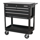 Heavy-Duty Mobile Tool & Parts Trolley with 4 Drawers & Lockable Top - Black | Pipe Manufacturers Ltd..