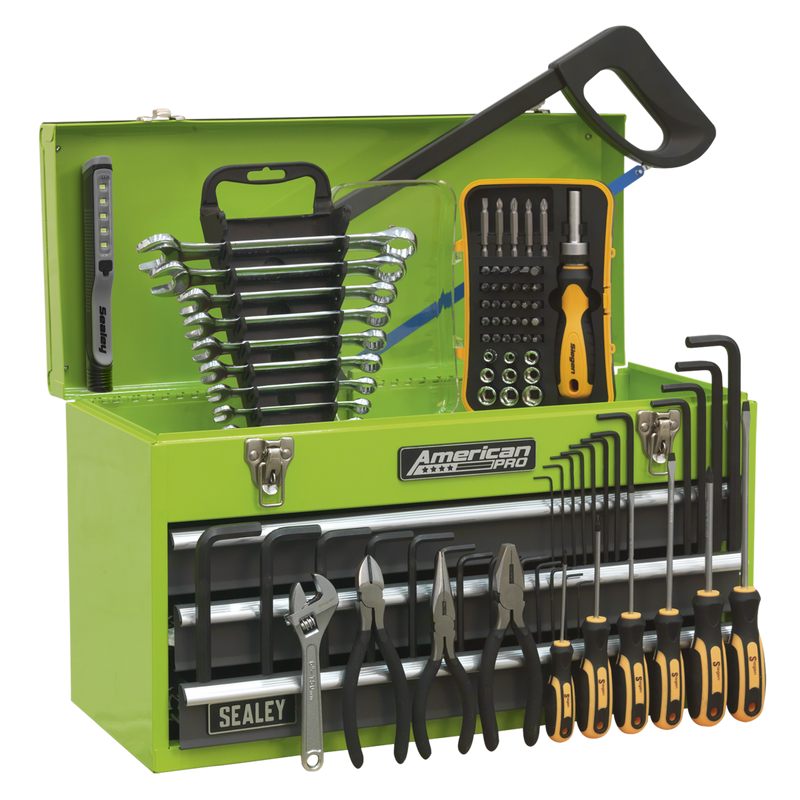 Portable Tool Chest 3 Drawer with Ball Bearing Slides - Hi-Vis & 93pc Tool Kit | Pipe Manufacturers Ltd..
