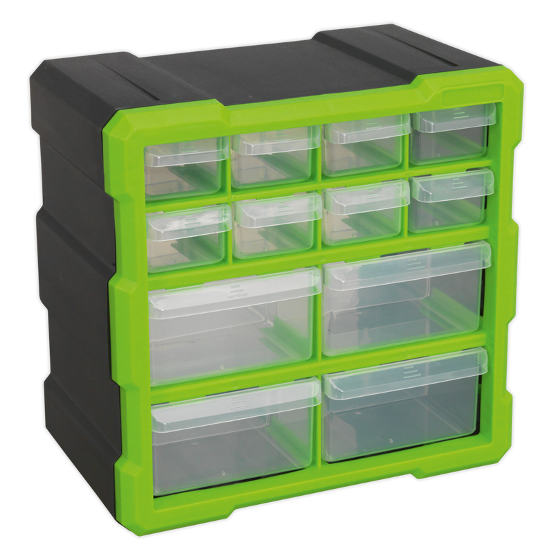 Cabinet Box 12 Drawer - Hi-Vis Green/Black | Pipe Manufacturers Ltd..