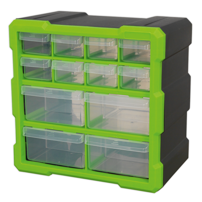 Cabinet Box 12 Drawer - Hi-Vis Green/Black | Pipe Manufacturers Ltd..