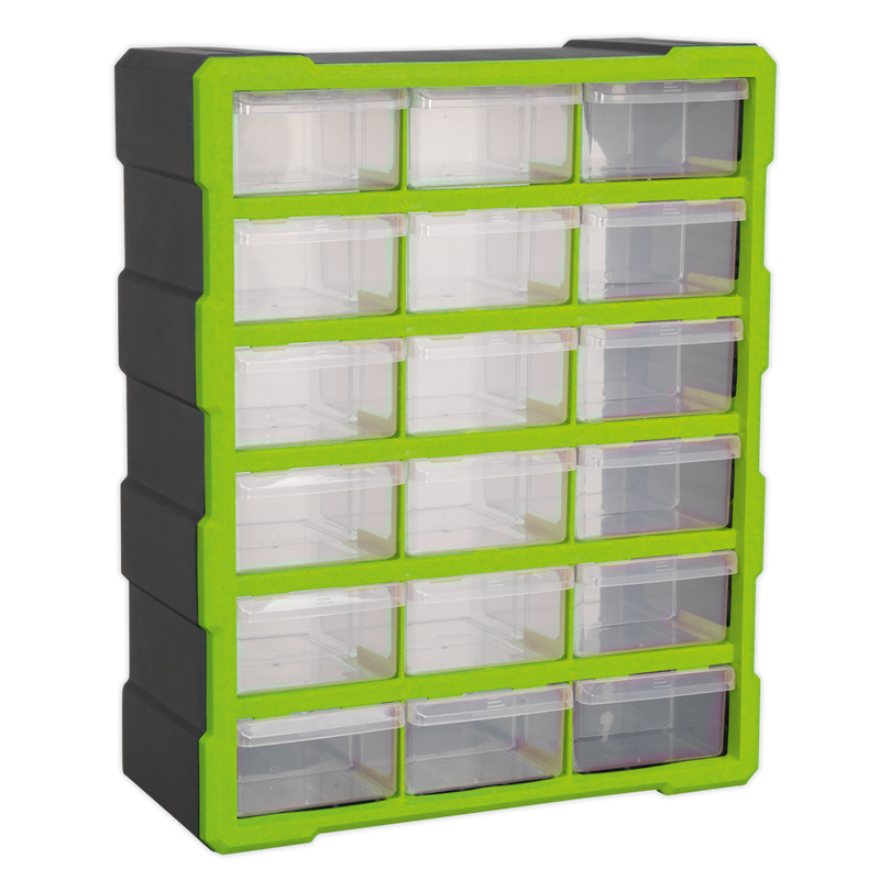 Cabinet Box 18 Drawer - Hi-Vis Green/Black | Pipe Manufacturers Ltd..