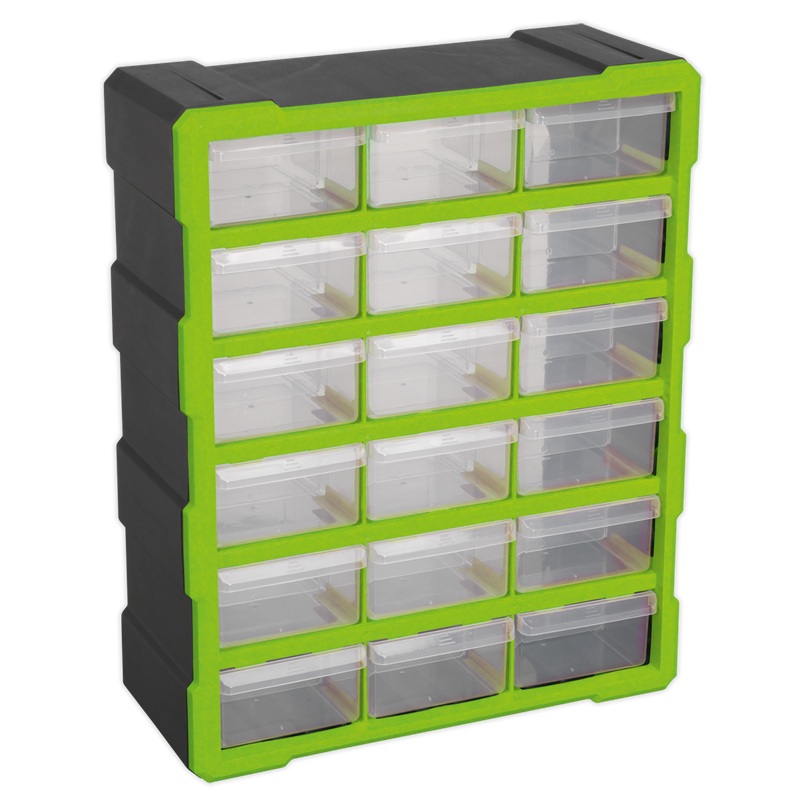 Cabinet Box 18 Drawer - Hi-Vis Green/Black | Pipe Manufacturers Ltd..