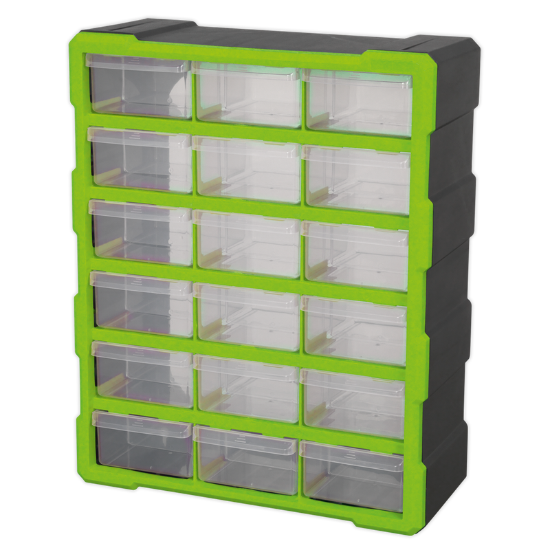 Cabinet Box 18 Drawer - Hi-Vis Green/Black | Pipe Manufacturers Ltd..