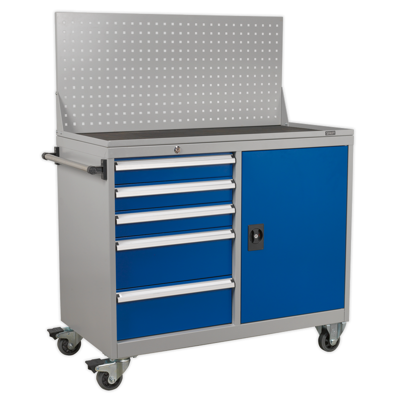 Industrial Mobile Workstation 5 Drawer & 1 Shelf Locker | Pipe Manufacturers Ltd..