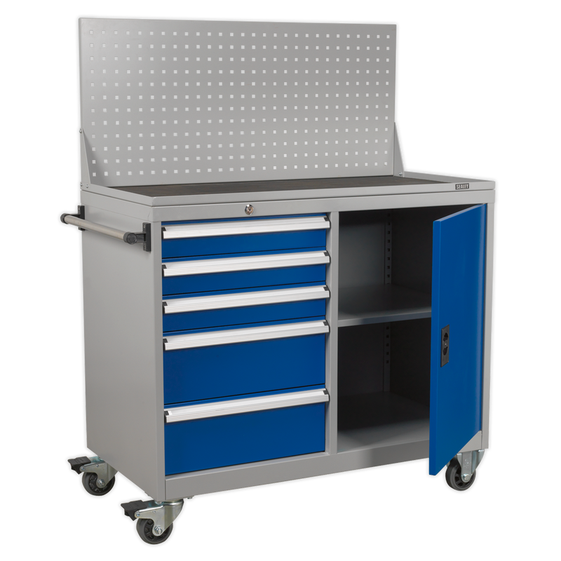 Industrial Mobile Workstation 5 Drawer & 1 Shelf Locker | Pipe Manufacturers Ltd..