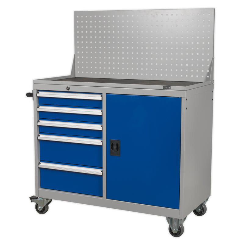 Industrial Mobile Workstation 5 Drawer & 1 Shelf Locker | Pipe Manufacturers Ltd..