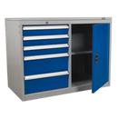 Industrial Cabinet/Workstation 5 Drawer & 1 Shelf Locker | Pipe Manufacturers Ltd..