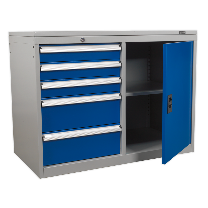 Industrial Cabinet/Workstation 5 Drawer & 1 Shelf Locker | Pipe Manufacturers Ltd..